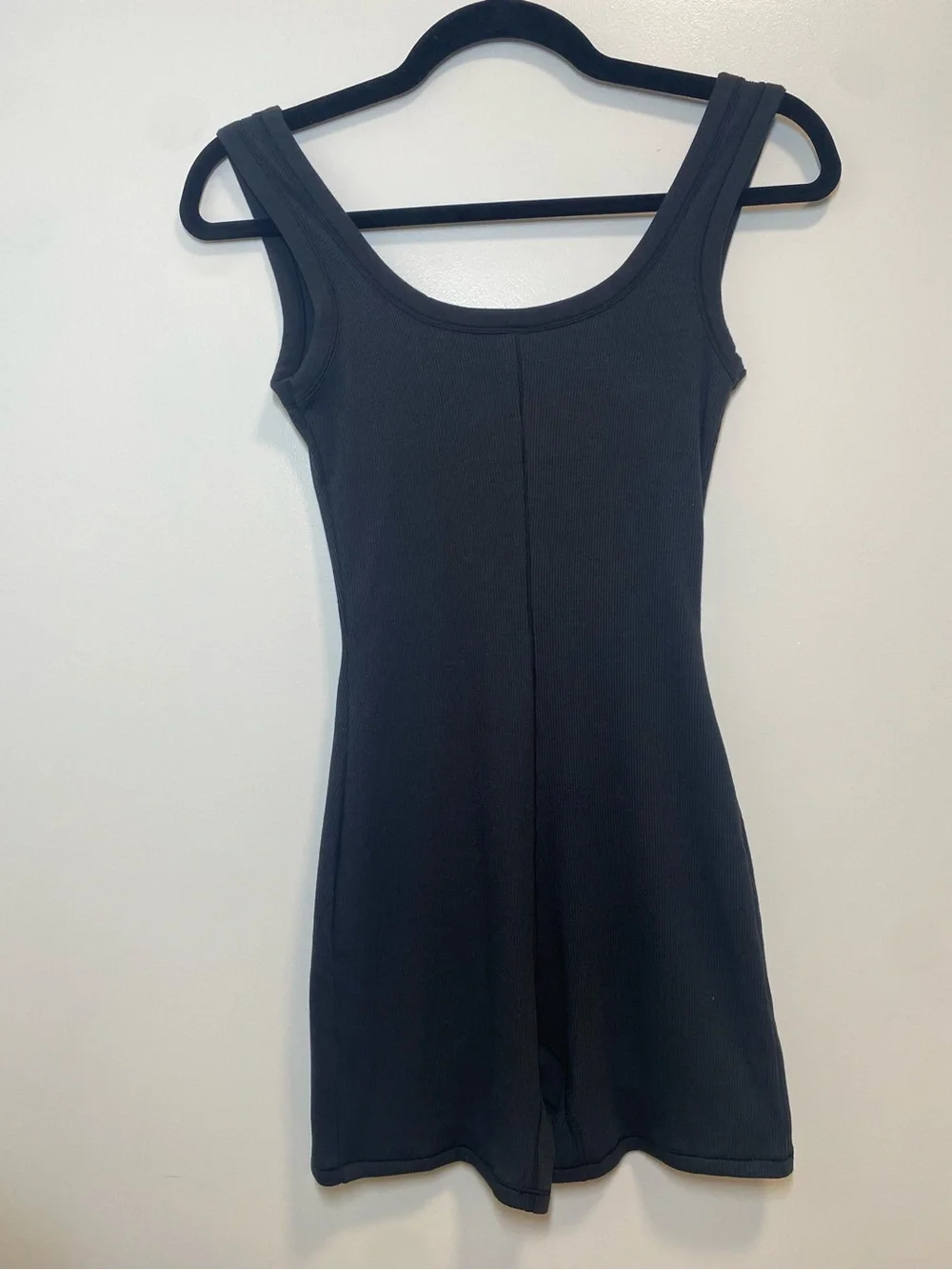 SKIMS Cotton Rib Romper Onesie Black Scoop Neck Sleeveless Size Small S NWT